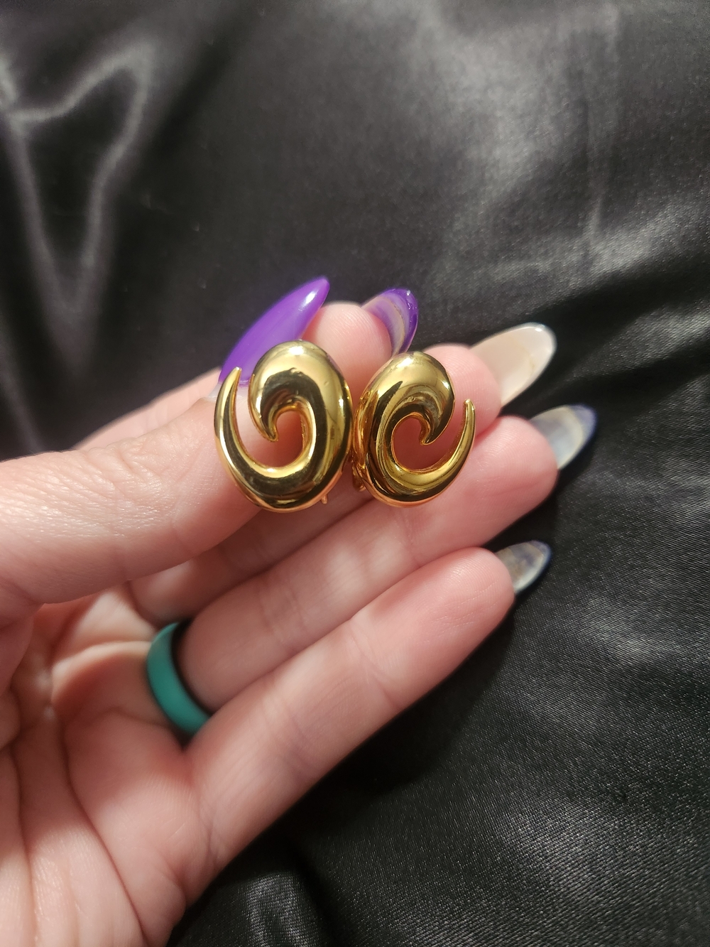 Patent Pending Gold Spiral Clip-On Earrings - Polished Gold Tone